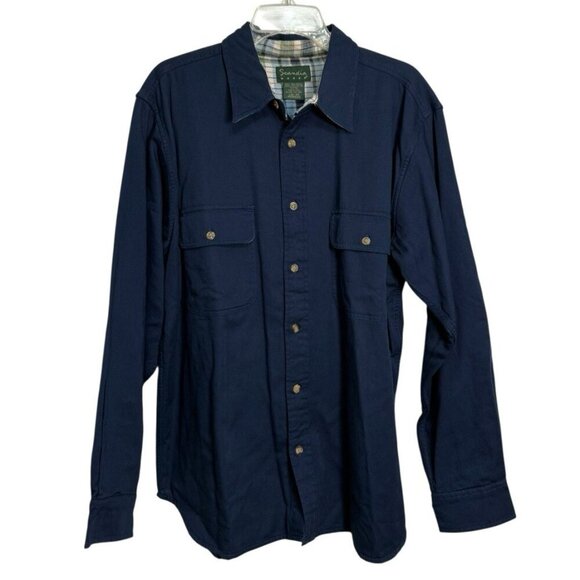 Scandia Woods Shirt Men's Size Large Dark Blue Plaid Flannel Lined Work Outdoors - Picture 1 of 4